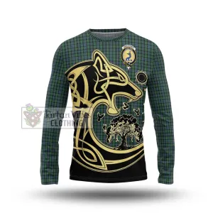 Arbuthnot Tartan Long Sleeve T-Shirt with Family Crest Celtic Wolf Style