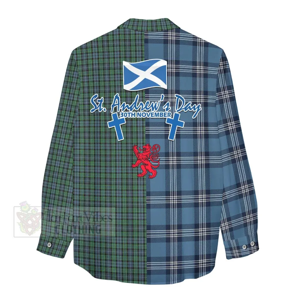 Arbuthnot Tartan Women's Casual Shirt Happy St. Andrew's Day Half Tartan Style