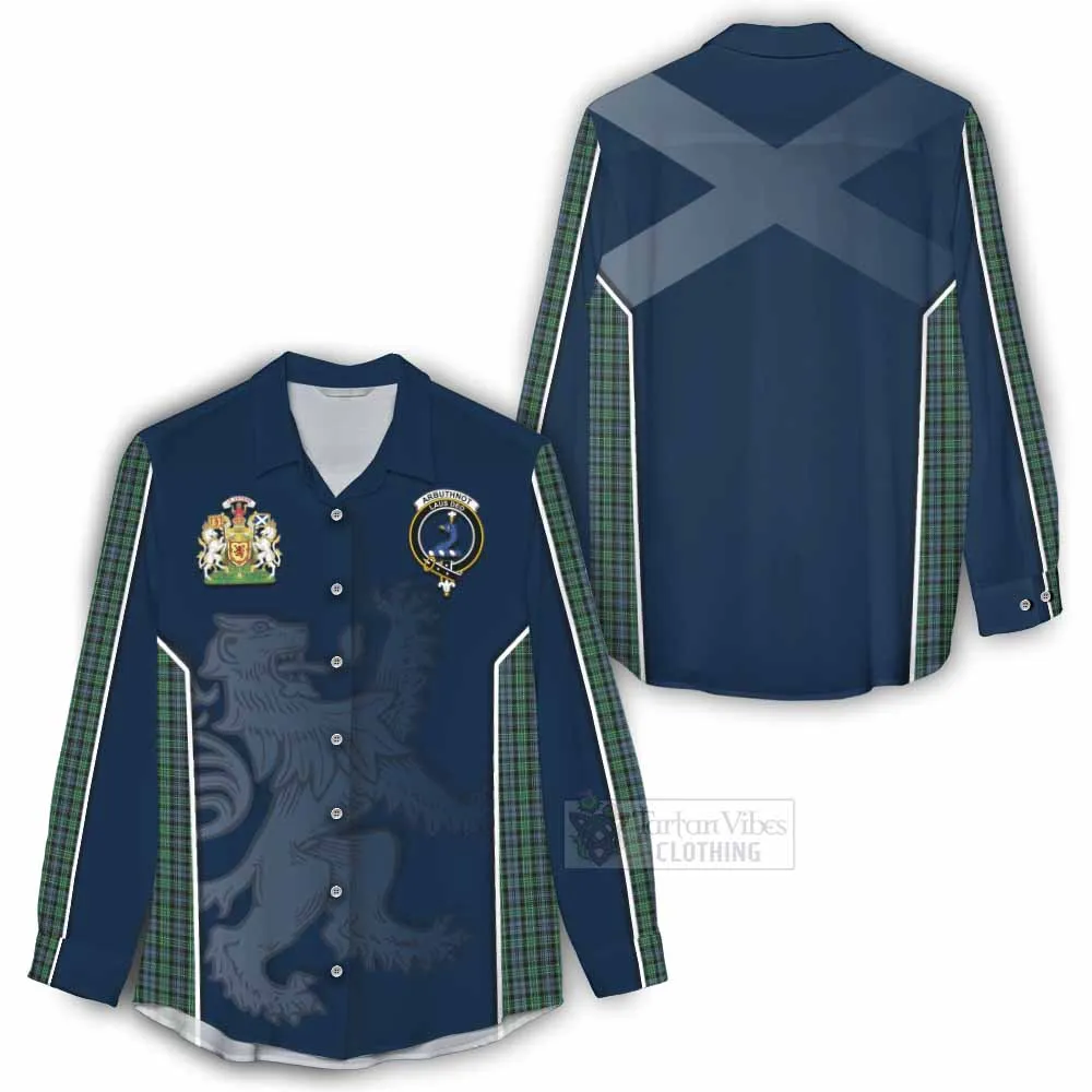 Arbuthnot Tartan Women's Casual Shirt with Family Crest and Lion Rampant Vibes Sport Style