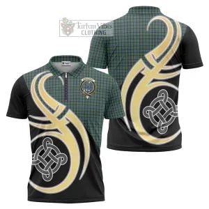 Arbuthnot Tartan Zipper Polo Shirt with Family Crest and Celtic Symbol Style