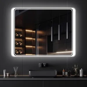 ARC homes Rectangular Wall Mounted Stylish Led Mirror with Touch Sensor | Bathroom Mirror with Led Lights | Long Mirror for Bedroom Living Room Washbasin Lighting Mirror (Triple Light, 18 x 24 Inch)