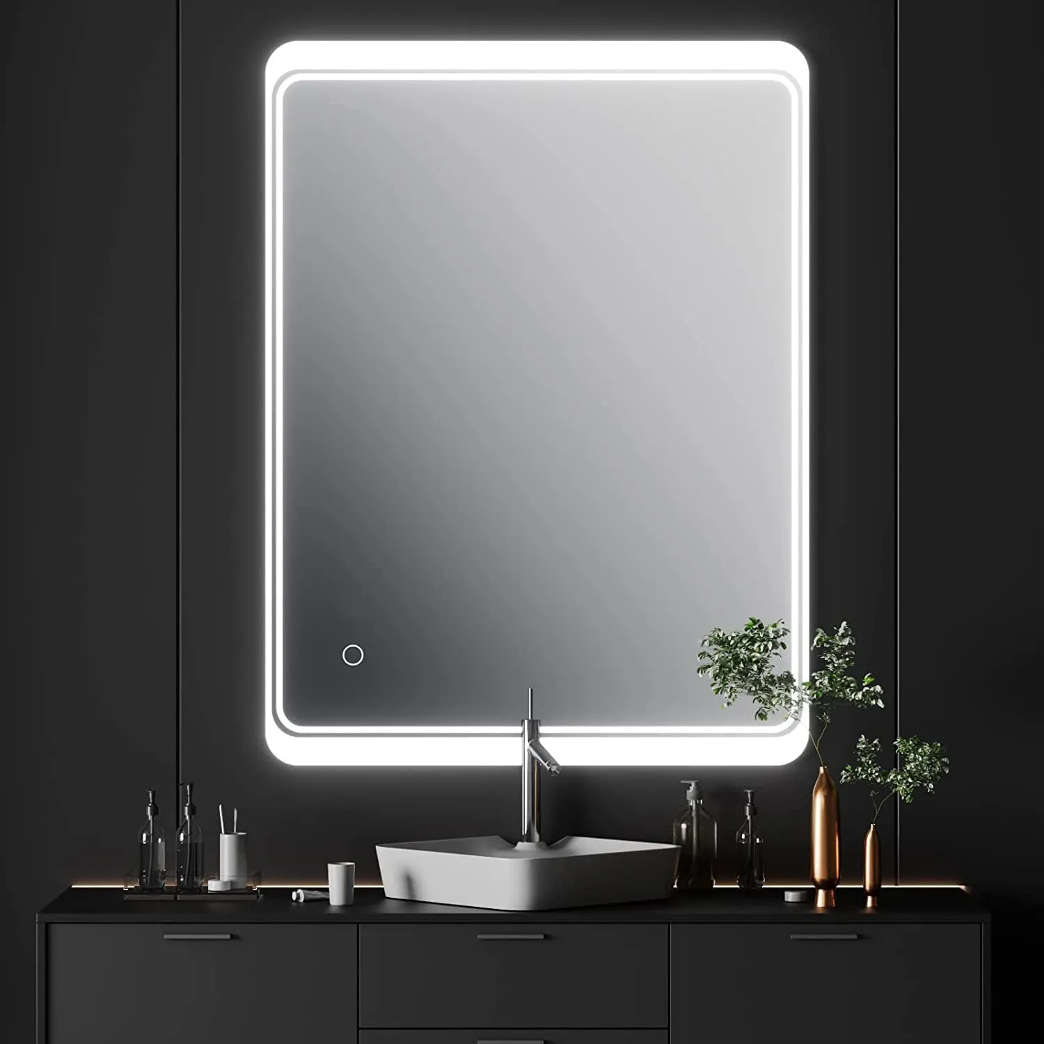 ARC homes Rectangular Wall Mounted Stylish Led Mirror with Touch Sensor | Bathroom Mirror with Led Lights | Long Mirror for Bedroom Living Room Washbasin Lighting Mirror (Triple Light, 18 x 24 Inch)