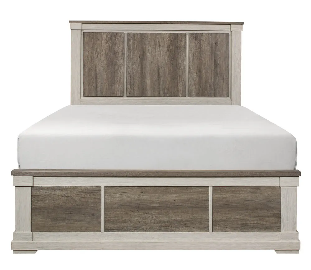 Arcadia White & Weathered Gray Wood Full Bed