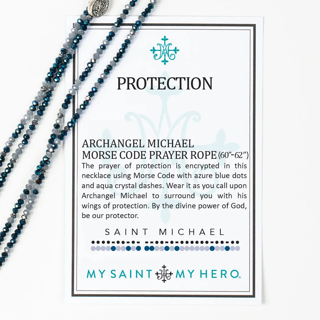 Archangel Michael Protection Morse Code Prayer Rope Necklace