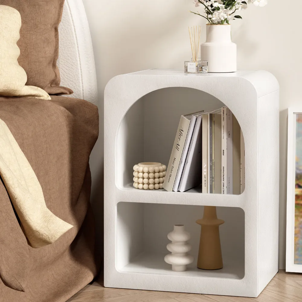 Arched Design Bedside Table with Shelves - White, Artiss