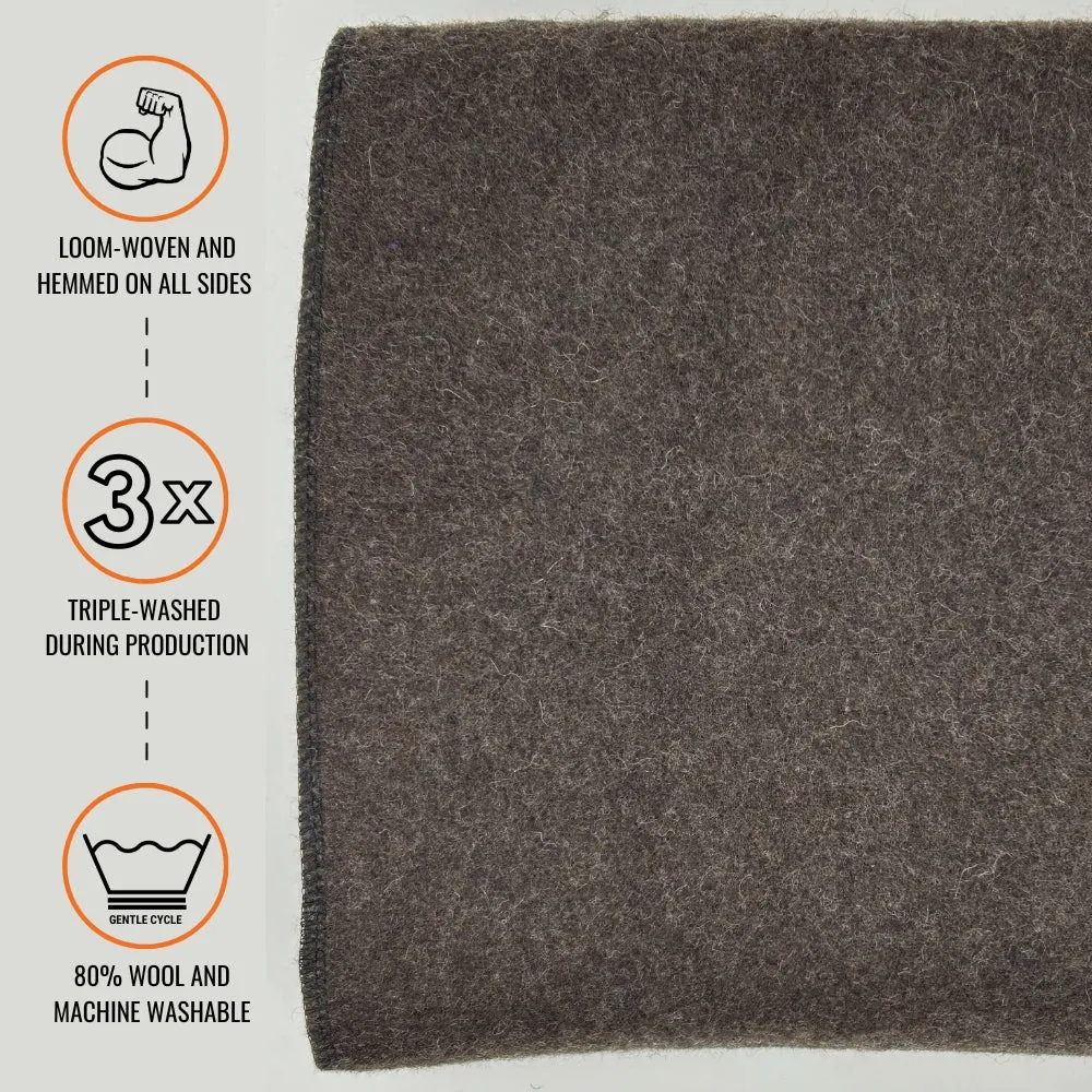 Arcturus Military Wool Blanket - Chocolate | 4.5 lbs (64" x 88")