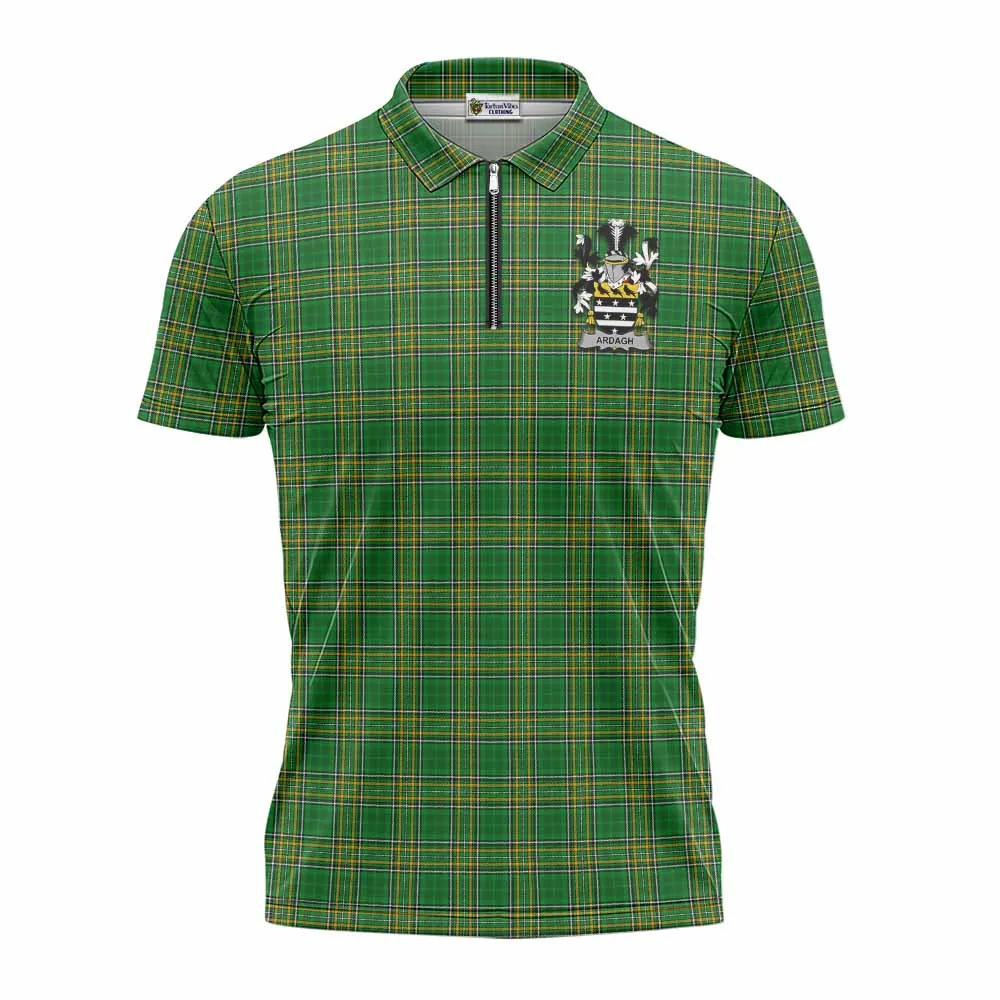 Ardagh Irish Clan Tartan Zipper Polo Shirt with Coat of Arms