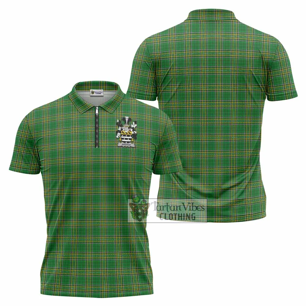 Ardagh Irish Clan Tartan Zipper Polo Shirt with Coat of Arms