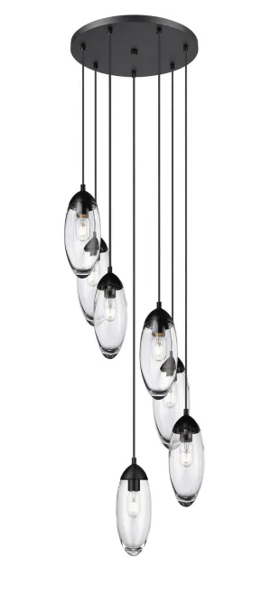 Arden Seven Light Chandelier in Matte Black