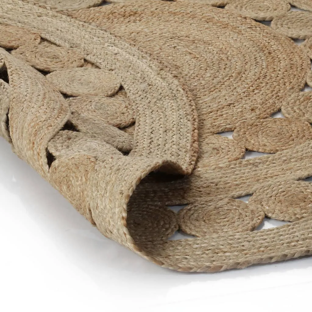 Area Rug Braided Design Jute 210 cm Round