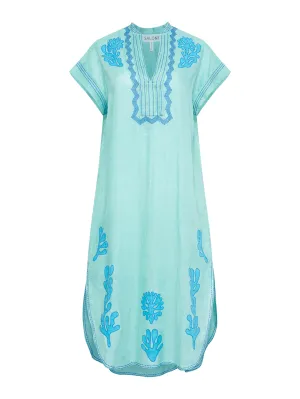 Aree Kaftan in Seafoam Embroidery