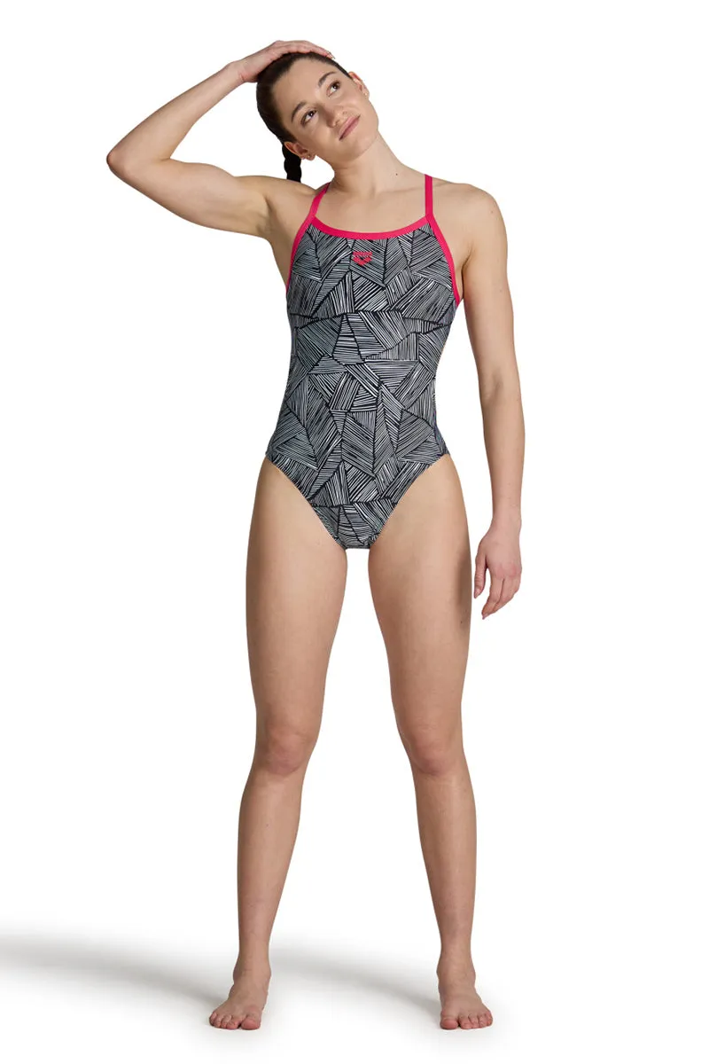 Arena - Overview Ladies Challenge Back Swimsuit - Rose-White/Multi