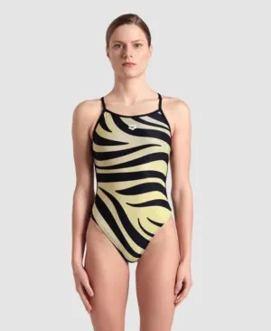 arena Women's Multi Stripes Lace Back One Piece Swimsuit