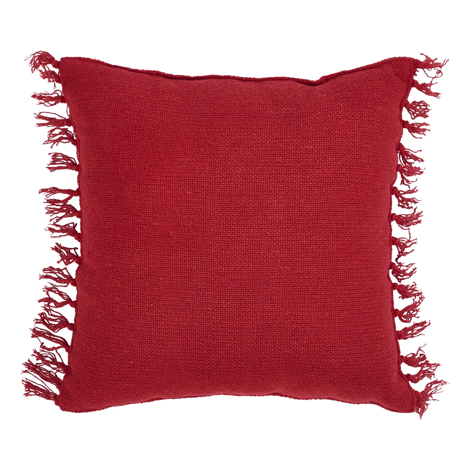 Arendal Red Stripe Fringed Pillow 12"