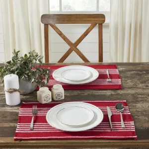 Arendal Red Stripe Fringed Placemats - Set of 2