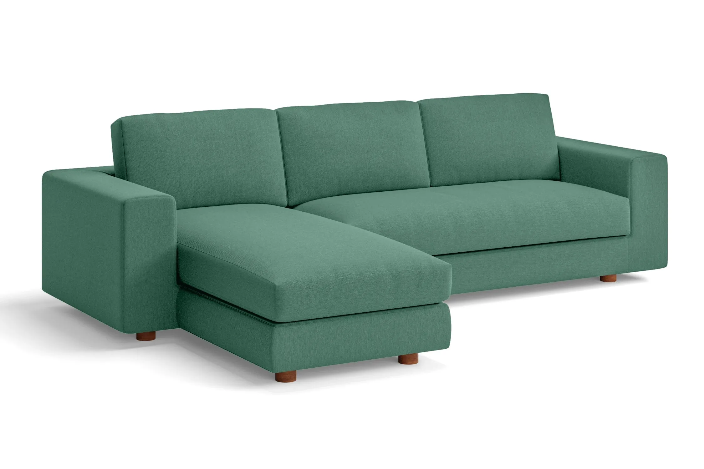 Arezzo 3 Seater Left Hand Facing Chaise Lounge Corner Sofa Mint Green Linen Fabric