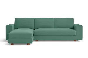 Arezzo 3 Seater Left Hand Facing Chaise Lounge Corner Sofa Mint Green Linen Fabric