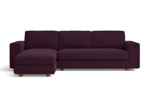 Arezzo 3 Seater Left Hand Facing Chaise Lounge Corner Sofa Purple Linen Fabric