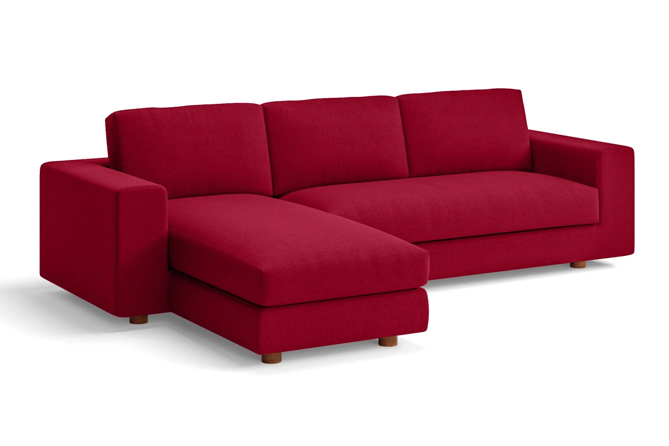 Arezzo 3 Seater Left Hand Facing Chaise Lounge Corner Sofa Red Linen Fabric