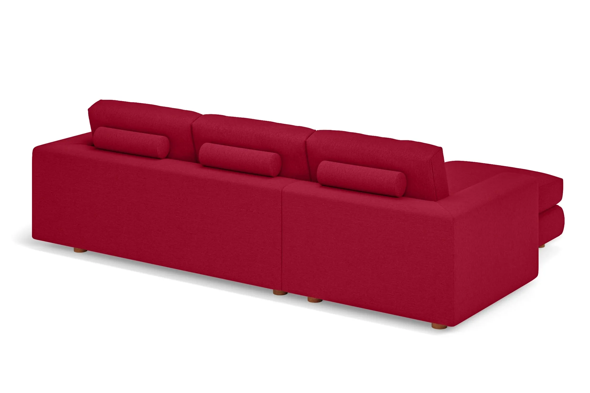 Arezzo 3 Seater Left Hand Facing Chaise Lounge Corner Sofa Red Linen Fabric