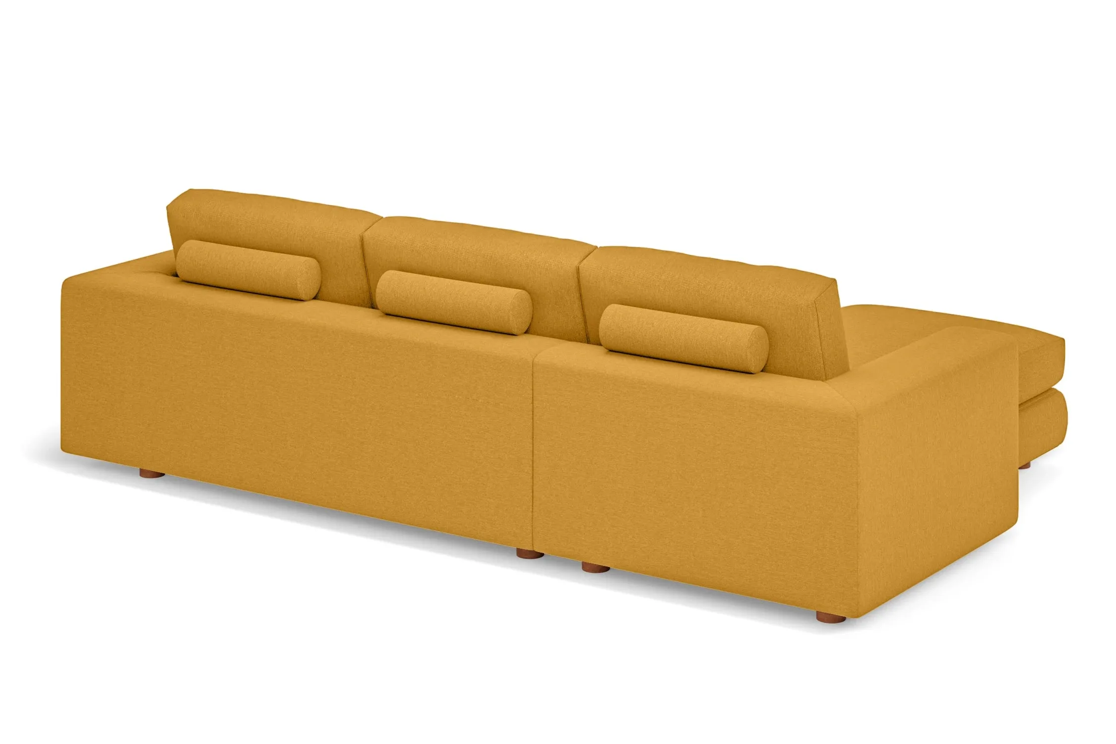 Arezzo 3 Seater Left Hand Facing Chaise Lounge Corner Sofa Yellow Linen Fabric