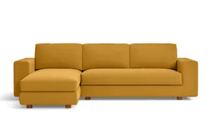 Arezzo 3 Seater Left Hand Facing Chaise Lounge Corner Sofa Yellow Linen Fabric