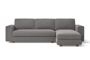 Arezzo 3 Seater Right Hand Facing Chaise Lounge Corner Sofa Grey Linen Fabric