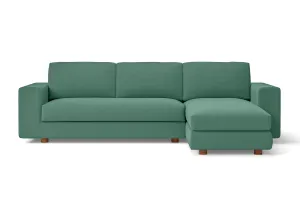 Arezzo 3 Seater Right Hand Facing Chaise Lounge Corner Sofa Mint Green Linen Fabric