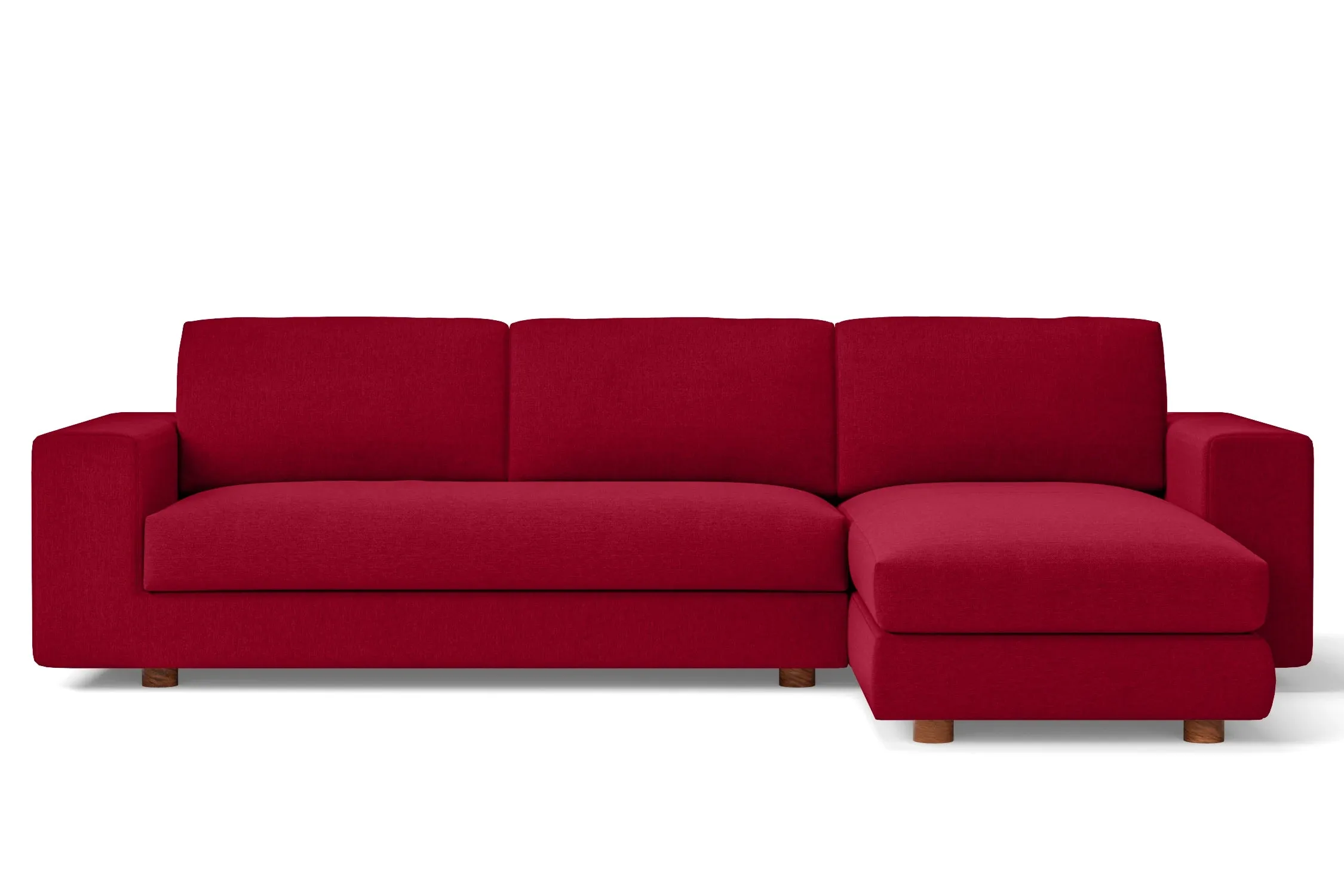 Arezzo 4 Seater Right Hand Facing Chaise Lounge Corner Sofa Red Linen Fabric