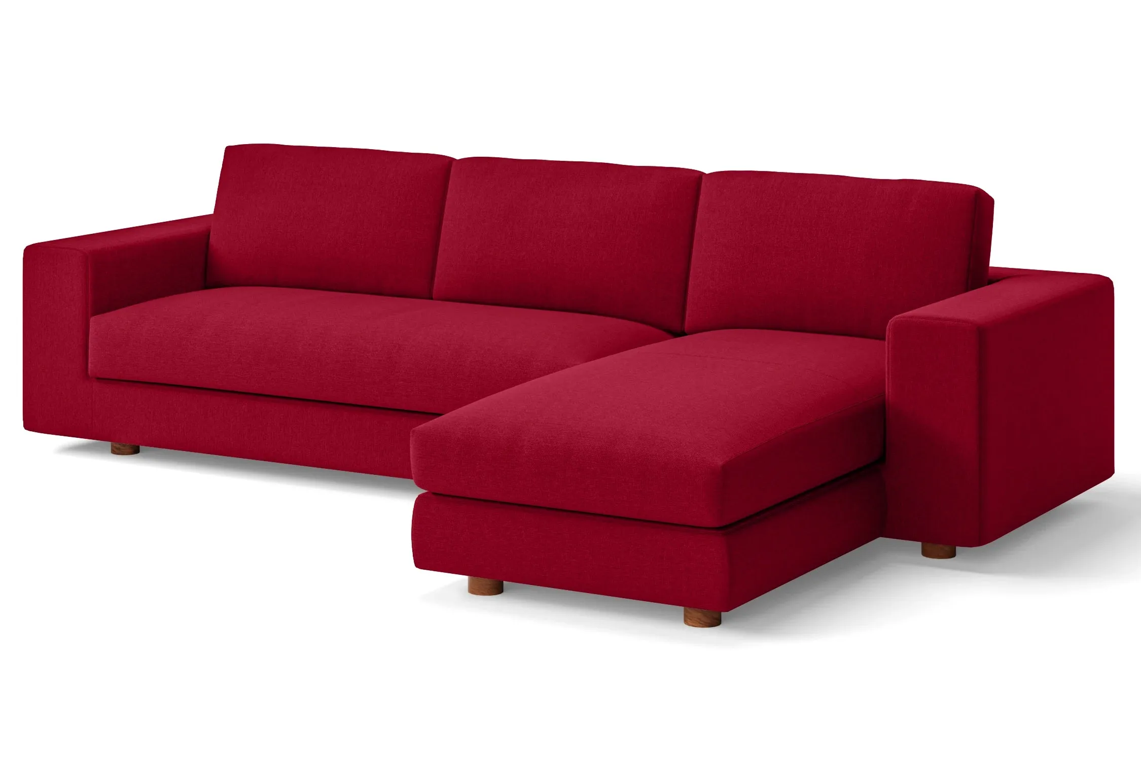 Arezzo 4 Seater Right Hand Facing Chaise Lounge Corner Sofa Red Linen Fabric