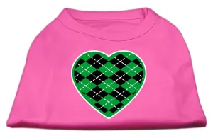 Argyle Heart Green Screen Print Shirt Bright Pink Sm (10)