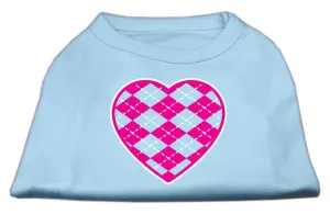 Argyle Heart Pink Screen Print Shirt Baby Blue XS (8)