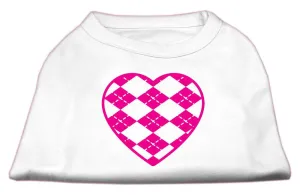 Argyle Heart Pink Screen Print Shirt White M (12)