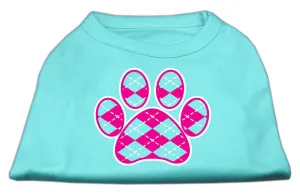 Argyle Paw Pink Screen Print Shirt Aqua XS (8)