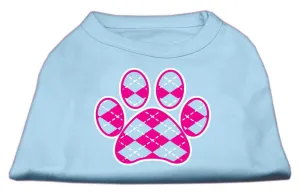 Argyle Paw Pink Screen Print Shirt Baby Blue Sm (10)