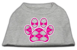 Argyle Paw Pink Screen Print Shirt Grey XXL (18)