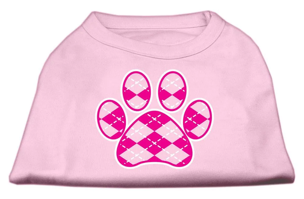 Argyle Paw Pink Screen Print Shirt Light Pink XXL (18)