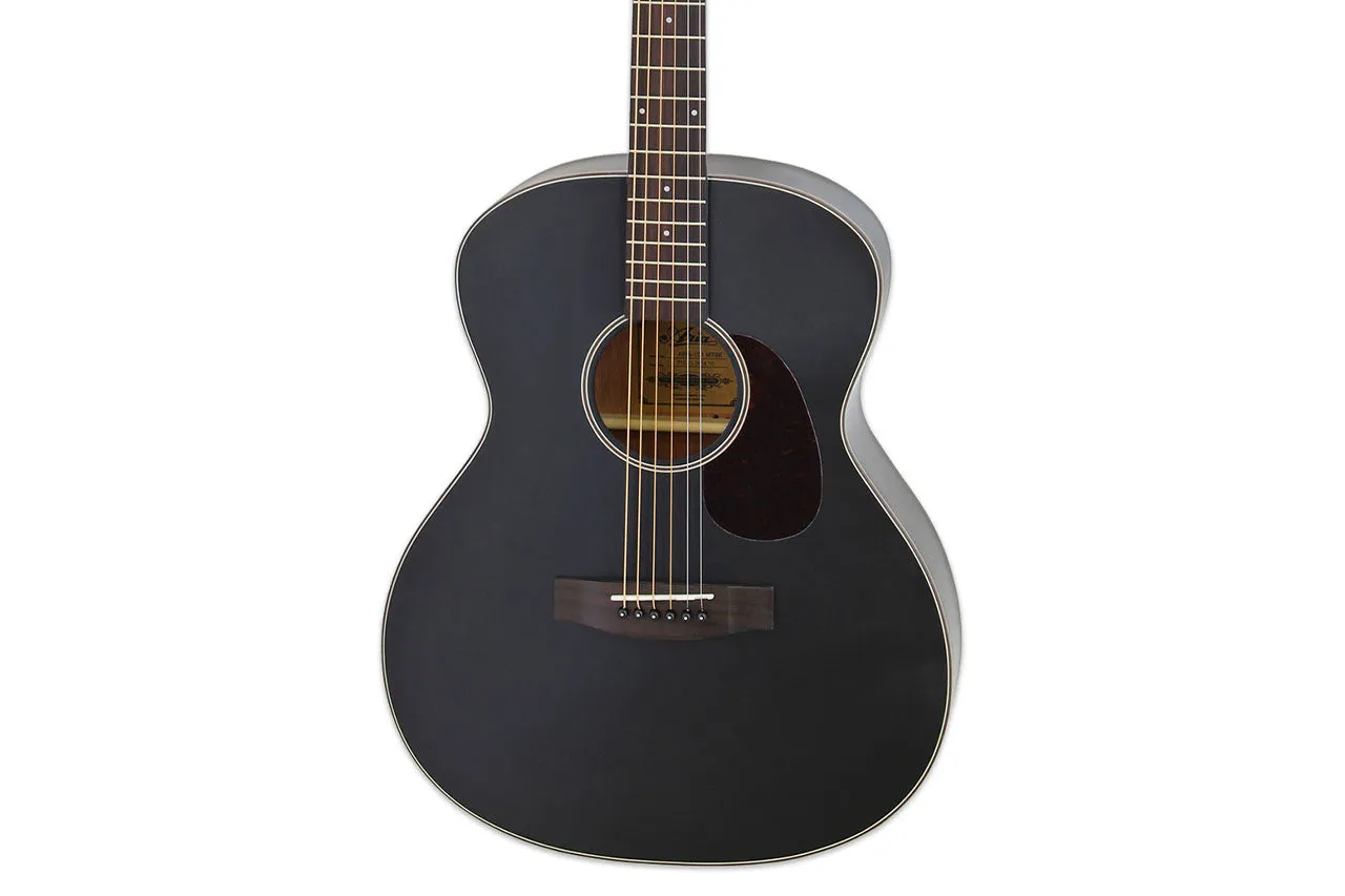 Aria 101-MTBK-OM Matte Black Spruce Top Orchestra Guitar