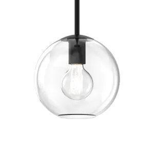 Aria 8" Clear Globe Pendant, Matte Black