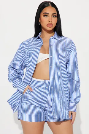 Aria Stripe Short Set - Blue/combo