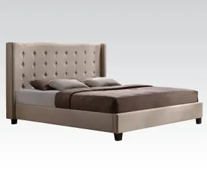 Arian King Bed, Beige Microfiber