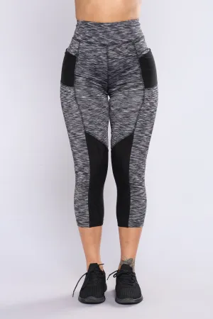 Arianna Striped Active Leggings - Black/Grey