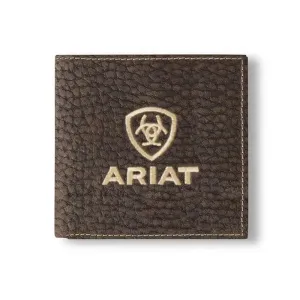 Ariat Embroidered Shield Genuine Bullhide Leather (Brown) - Men's Bifold Wallet