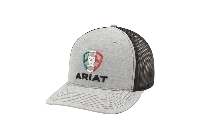 Ariat M&F Grey Embroireded Shield MX Flag Logo Cap