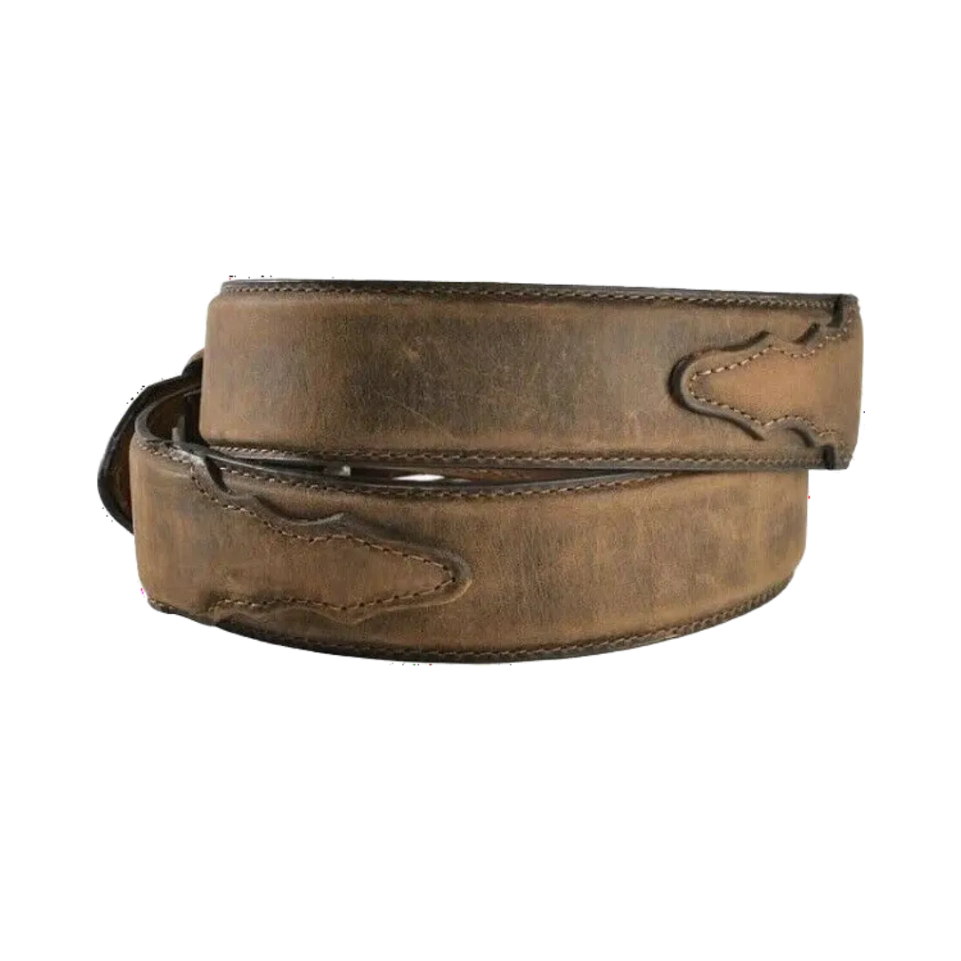 Ariat M&F Nocona Men's Distressed Brown Western Overlay Leather Belt