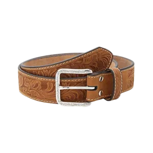 Ariat M&F Nocona Mens Leather Embossed Brown Belt