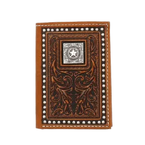 Ariat M&F Nocona Trifold Tooled Stud Trar Concho Wallet