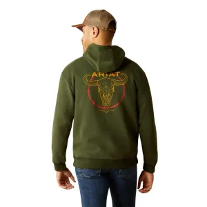 Ariat Men's Barbwire Skull Hoodie, Dark Green