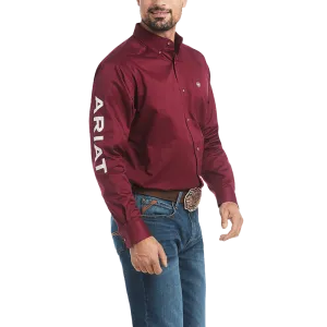 Ariat Men's Burgundy Twill Long Sleeve Shirt - Big