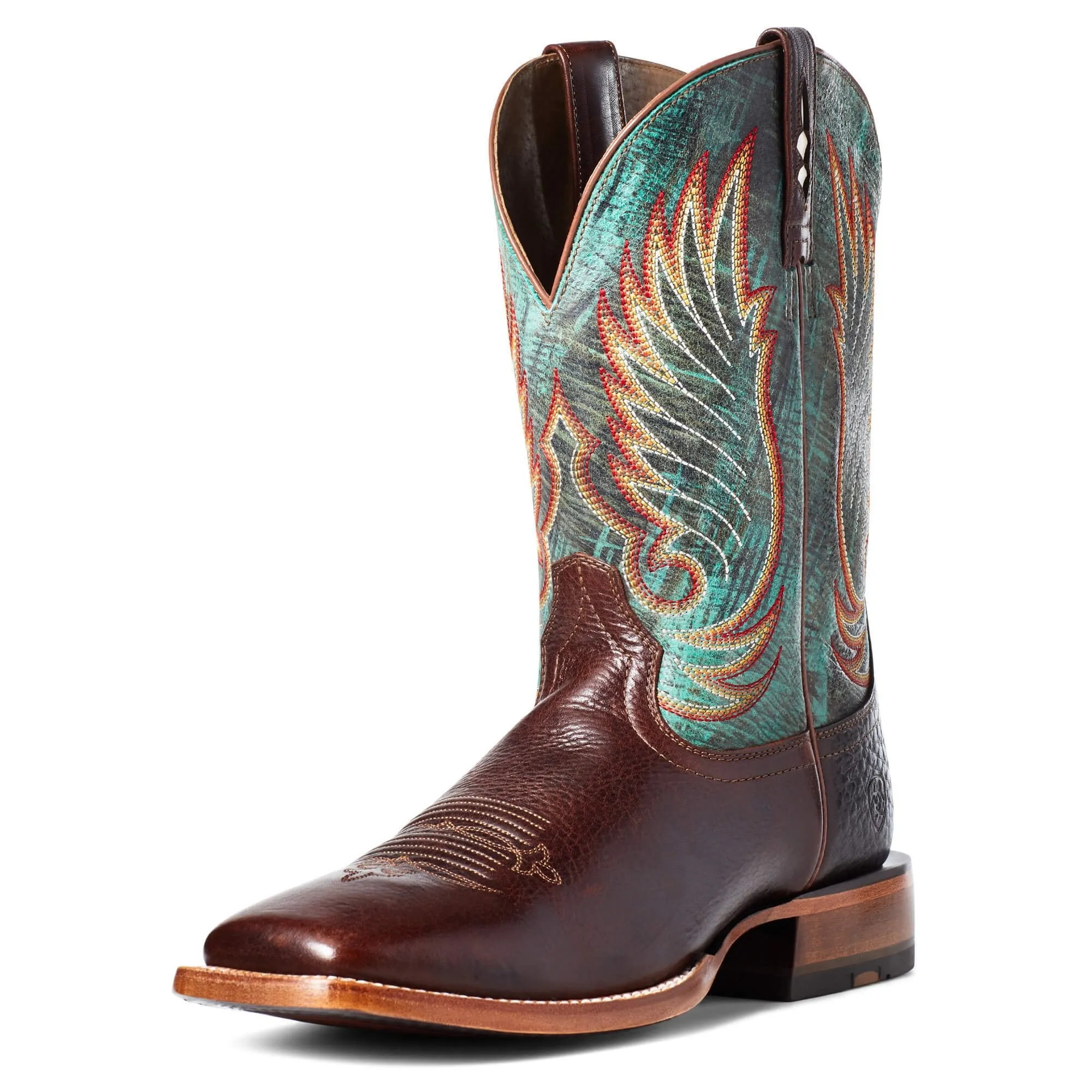 Ariat Men's Cyclone Western Boot, Stirrup Brown/Roaring Turquoise